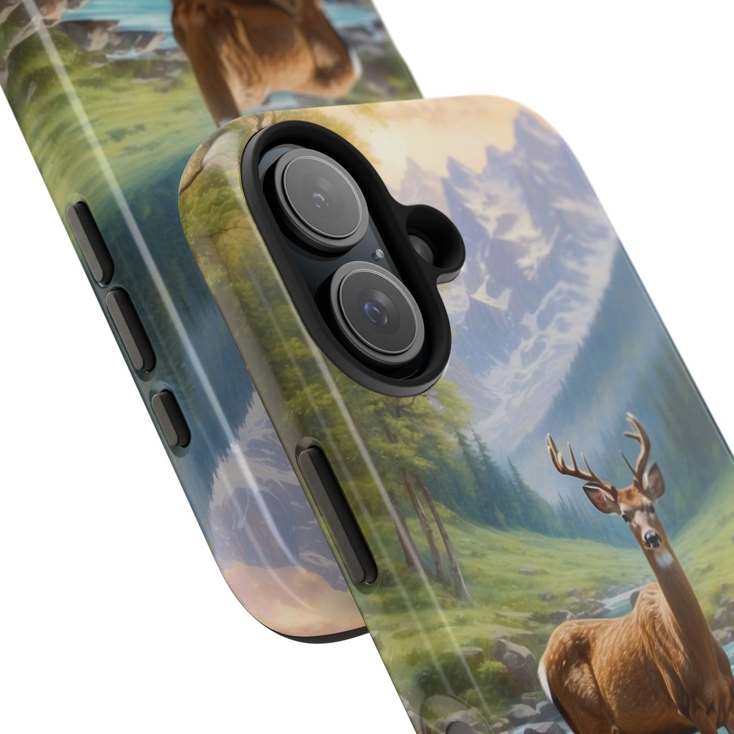 Alpine Serenity – Stag in Mountain Bliss iPhone Cases