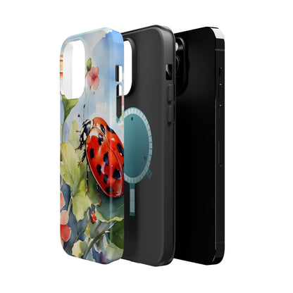 Watercolor Ladybug & Poppy Fields - MagSafe iPhone Case