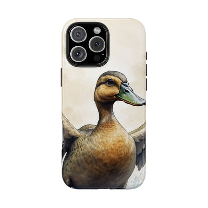 Graceful Duck in Watercolor Scene - iPhone Case