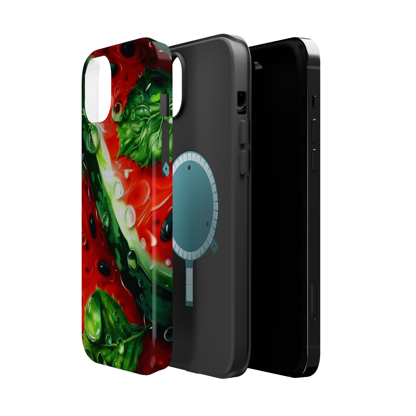 Juicy Watermelon & Mint MasSafe iPhone Case – Tough Dual-Layer, Vibrant Summer Design