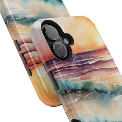 Sunset Waves MagSafe iPhone Case – Vibrant Watercolor Design