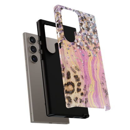 Crystal Glam Leopard - Samsung Galaxy Series Case with Glitter and Gem Accents