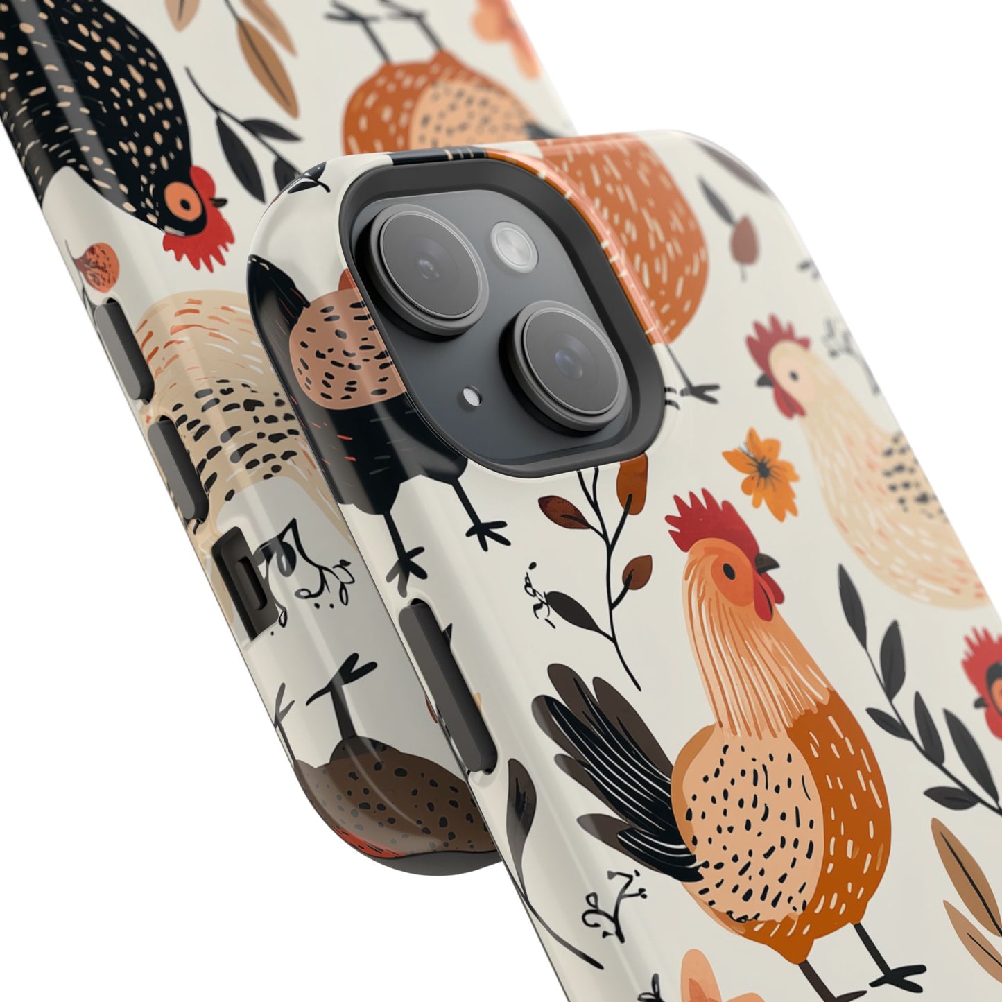 MagSafe iPhone Case: Cluckin' Vintage – Chickens & Leaves