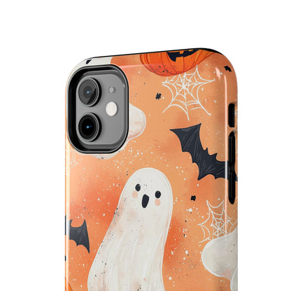 Spooky Cute Ghost iPhone Case – Halloween Ghosts, Pumpkins, Bats & Cobwebs Design