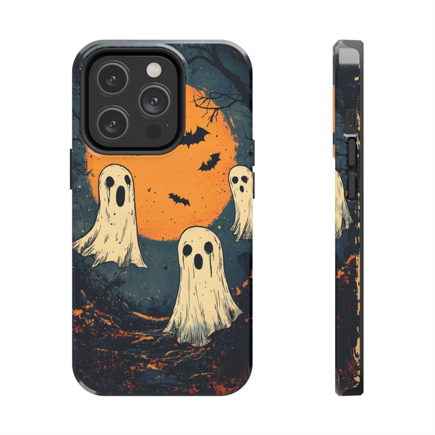 Haunted Ghosts & Full Moon iPhone Case – Spooky Halloween Design