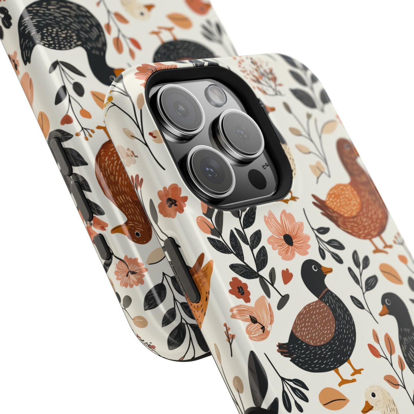 MagSafe iPhone Case: Vintage Duck – Floral & Leaf Design