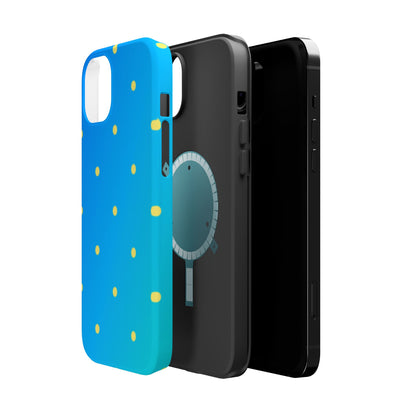 Blue Ocean Gradient Polka Dots MagSafe iPhone Case – Shockproof, Smooth Matte Finish, Dual-Layer Design