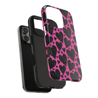 Pink Glitter Hearts iPhone Case