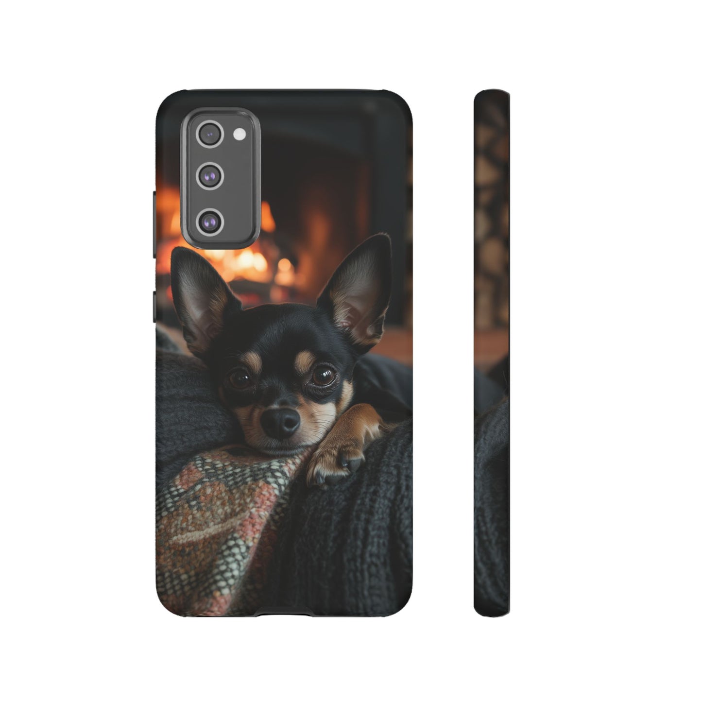 Cozy Chihuahua Fireplace Samsung Galaxy Case – Warm and Protective Design