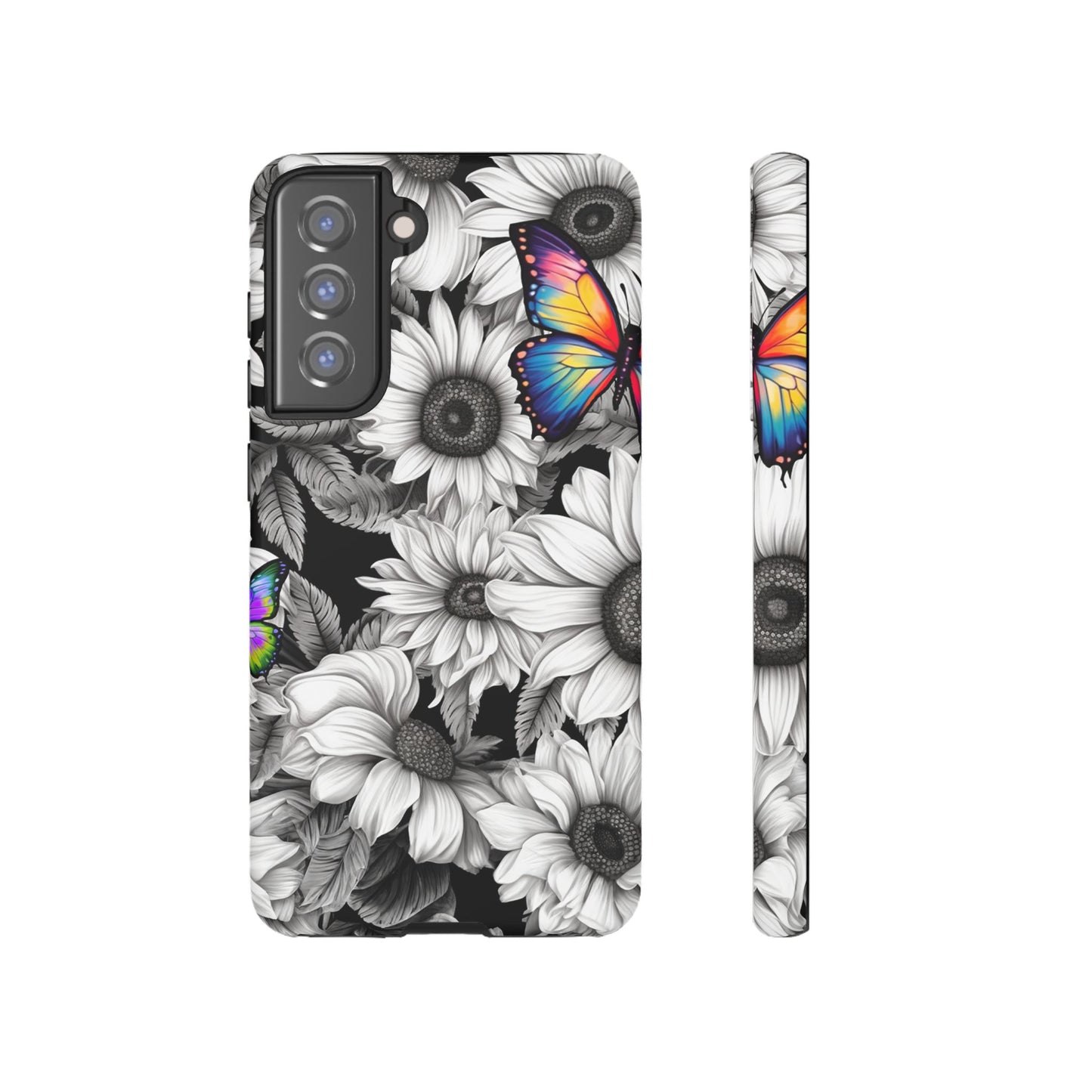 Rainbow Butterflies & Monochrome Sunflowers – Samsung Galaxy Case