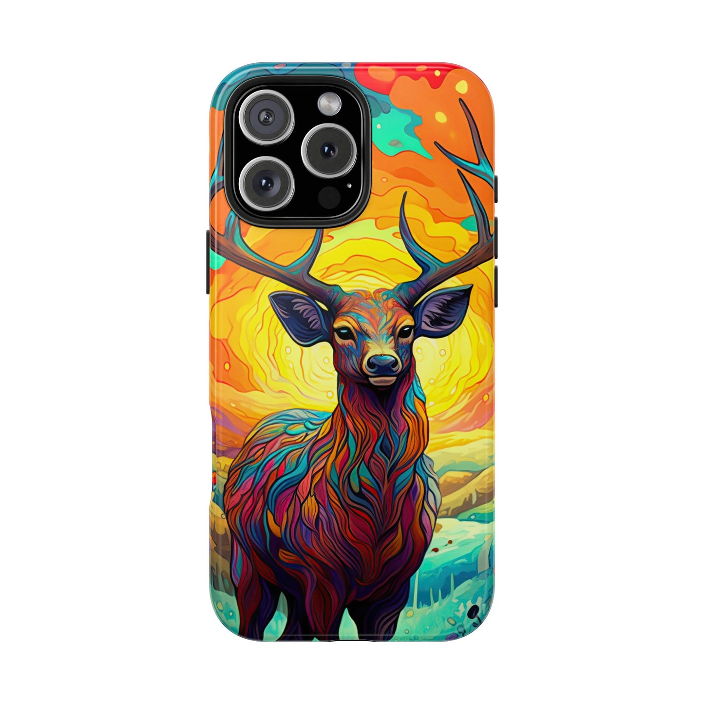 Vibrant Stag in Bloom – iPhone Case