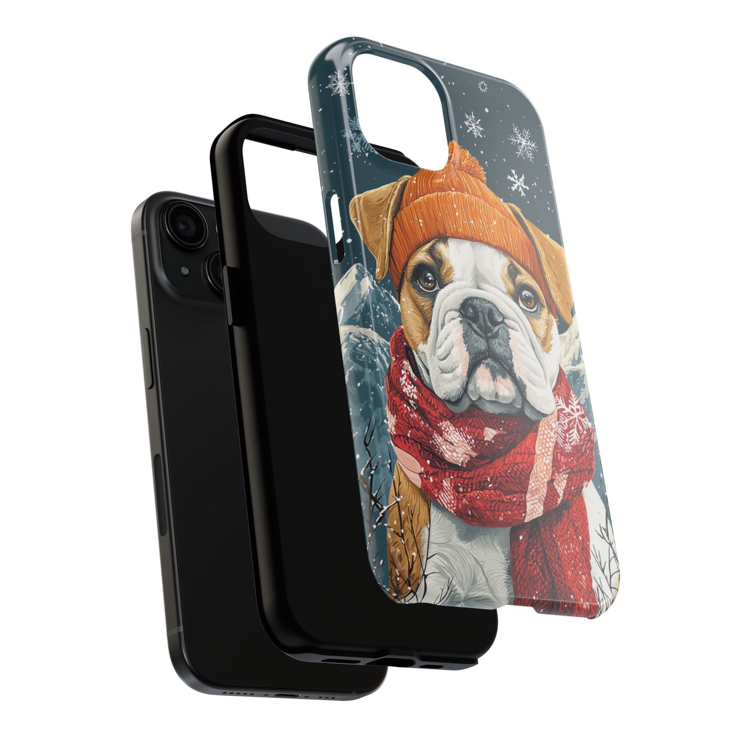 Cozy French Bulldog iPhone Case – Rustic Fireplace Protective Cover