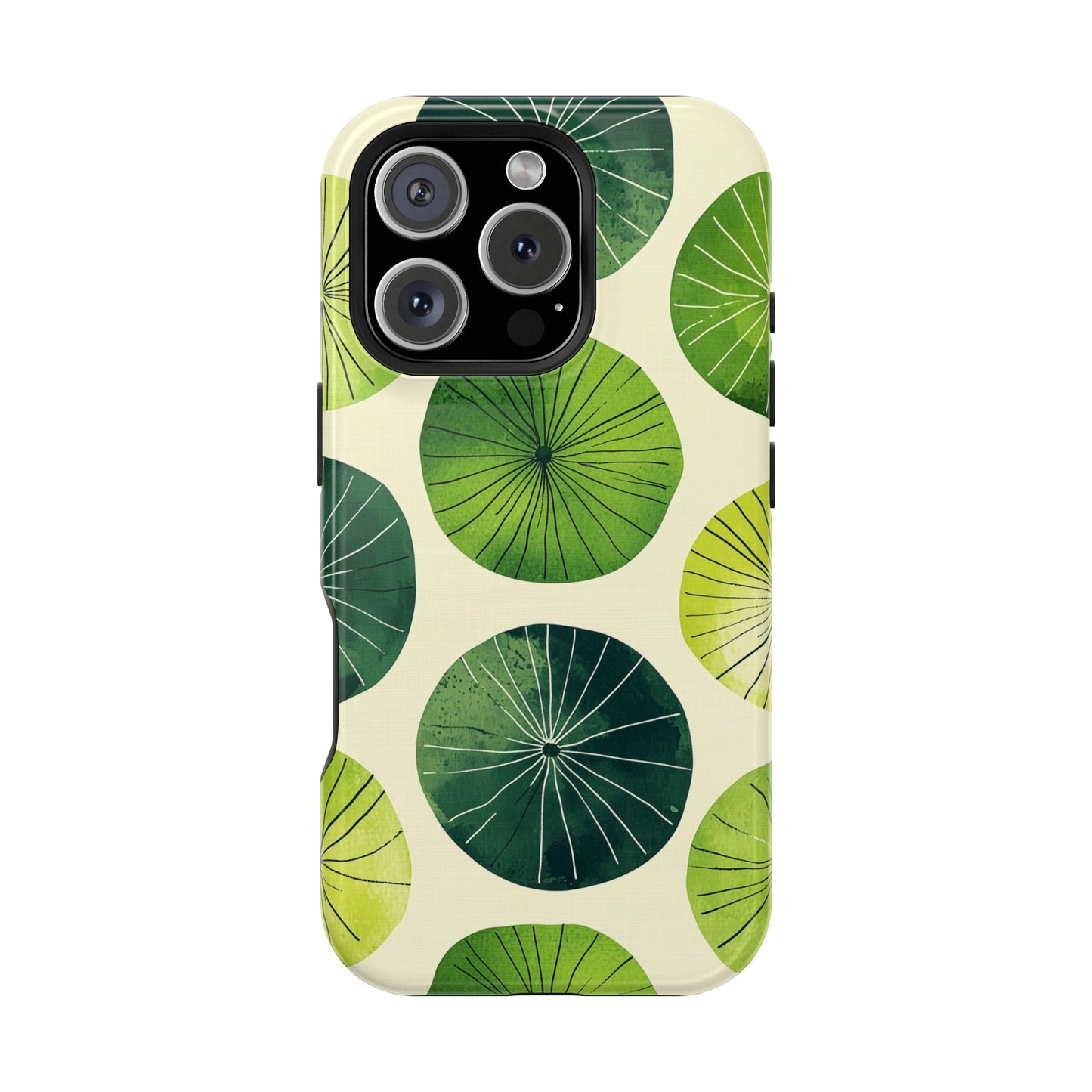 Watercolor Lily Pads MagSafe iPhone Case – Shockproof, Matte Finish, Dual-Layer Protection