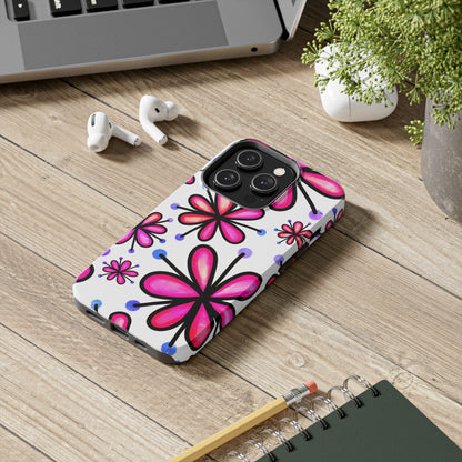 Pink Retro Bloom iPhone Case – Ultra-Slim Design, Glossy Finish