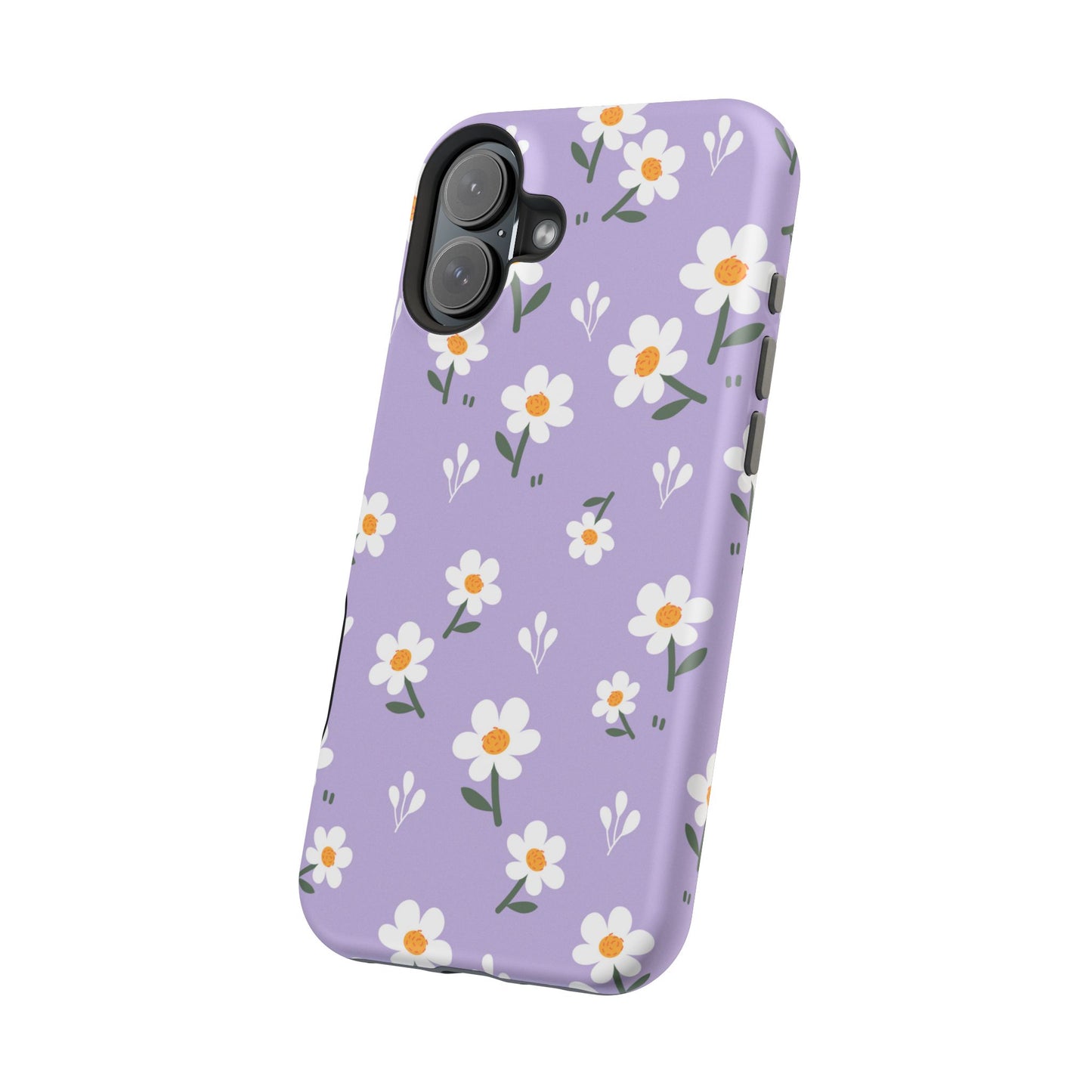 Purple Daisy Garden MagSafe  iPhone Case – Soft Lavender Background, Shockproof Protection with Slim Fit