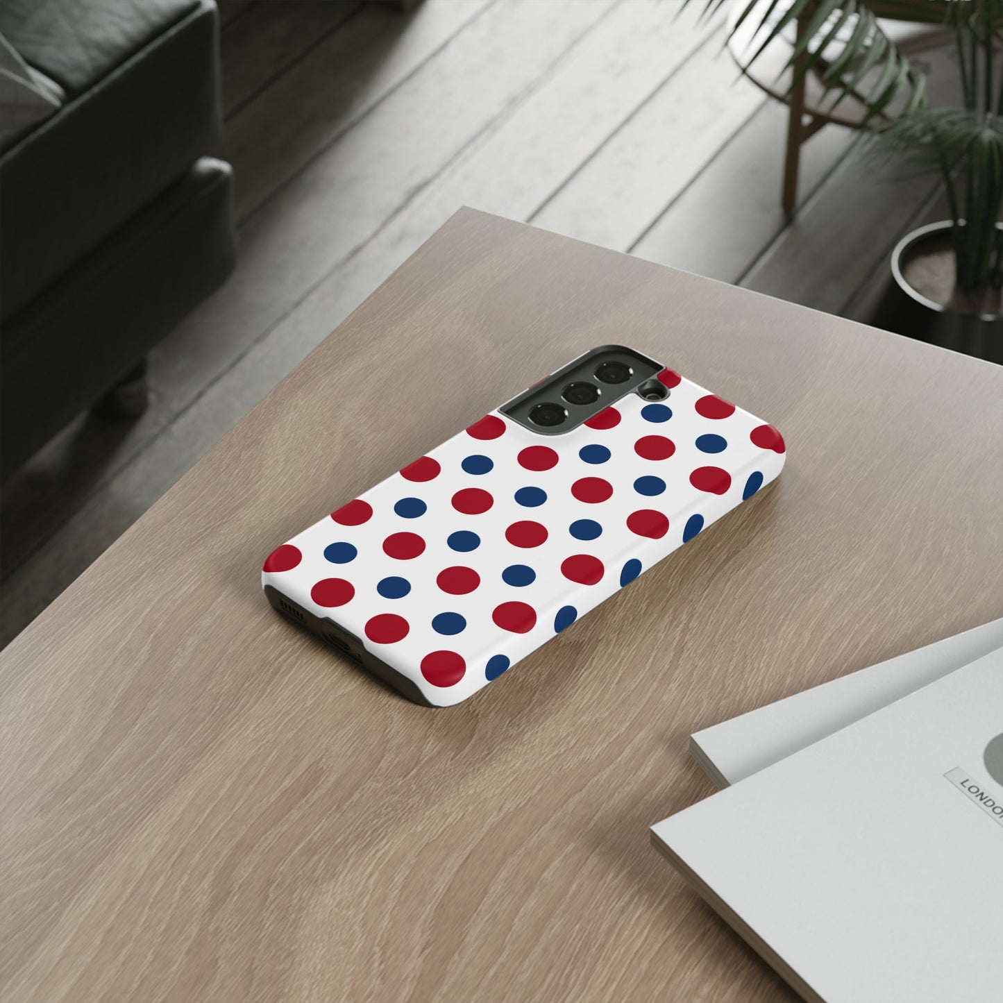 Patriotic Navy, White, and Red Polka Dot Samsung Galaxy Case