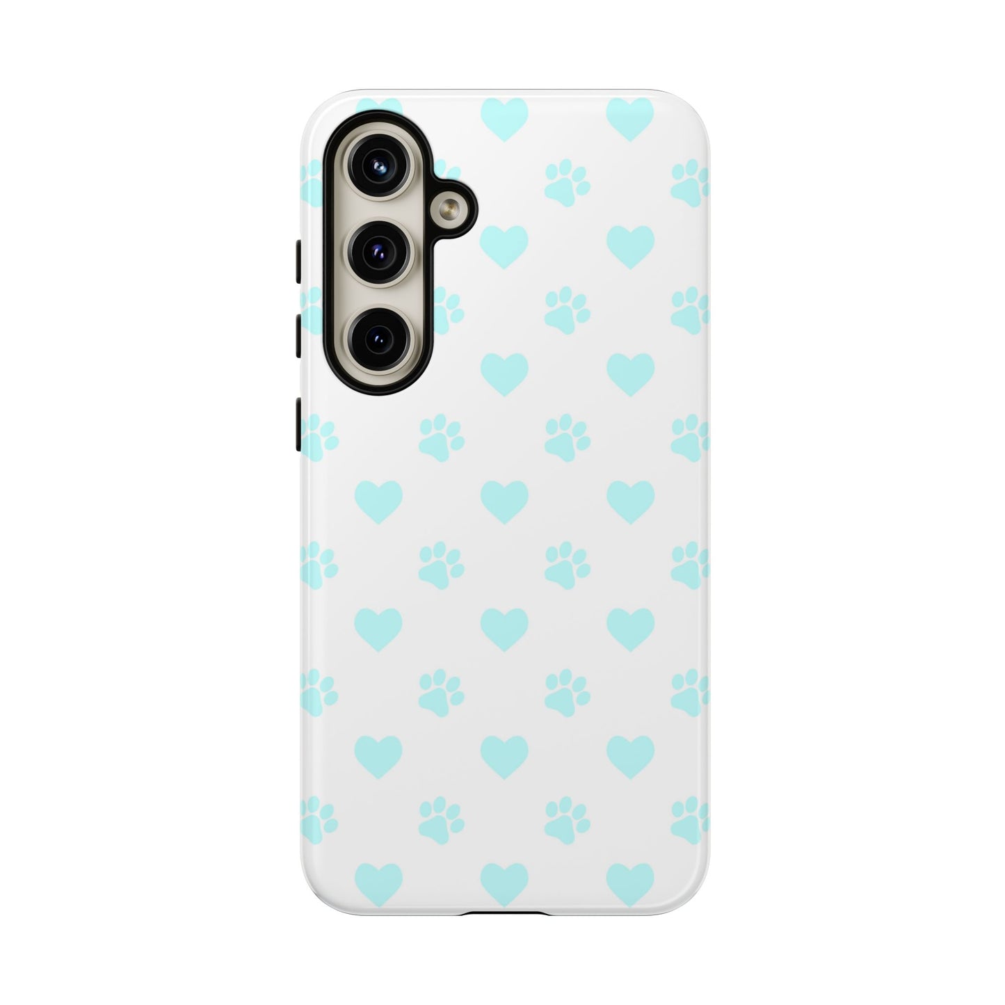 Samsung Galaxy Case - Aqua Paw Print & Heart Design