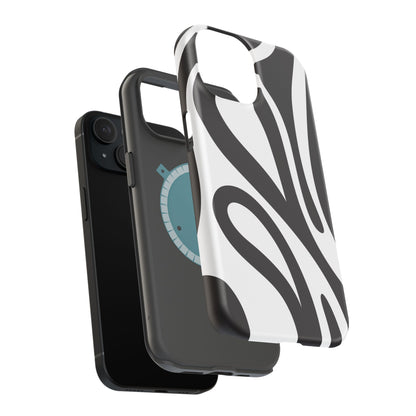 Modern Black and White Abstract Tough MagSafe iPhone Case – Bold Graphic Pattern with Dual-Layer Protection