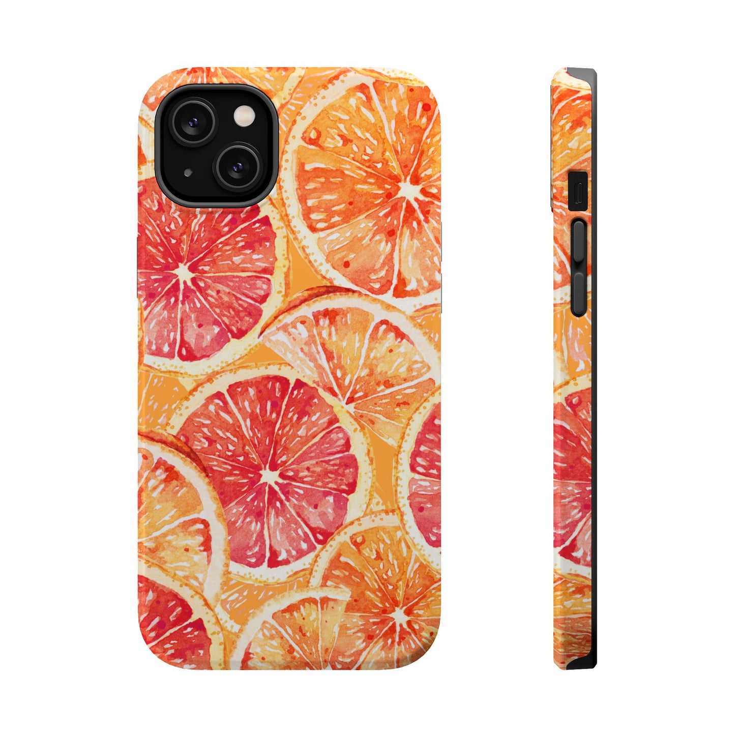 Watercolor Citrus Splash Tough MagSafe iPhone Case – Vibrant Fruit Print, Shock-Resistant Design