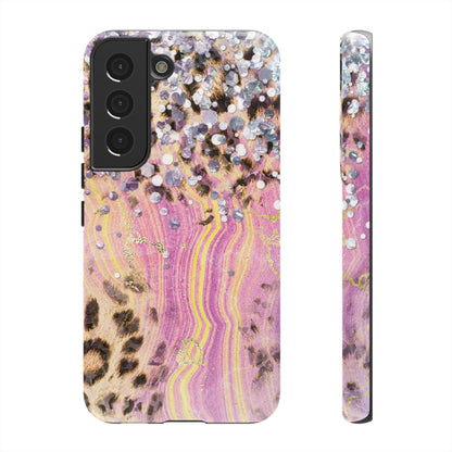 Crystal Glam Leopard - Samsung Galaxy Series Case with Glitter and Gem Accents