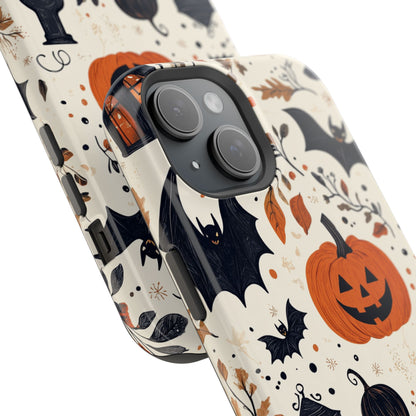 Charming Halloween MagSafe iPhone Case – Pumpkin, Bats, and Spooky Lantern Design