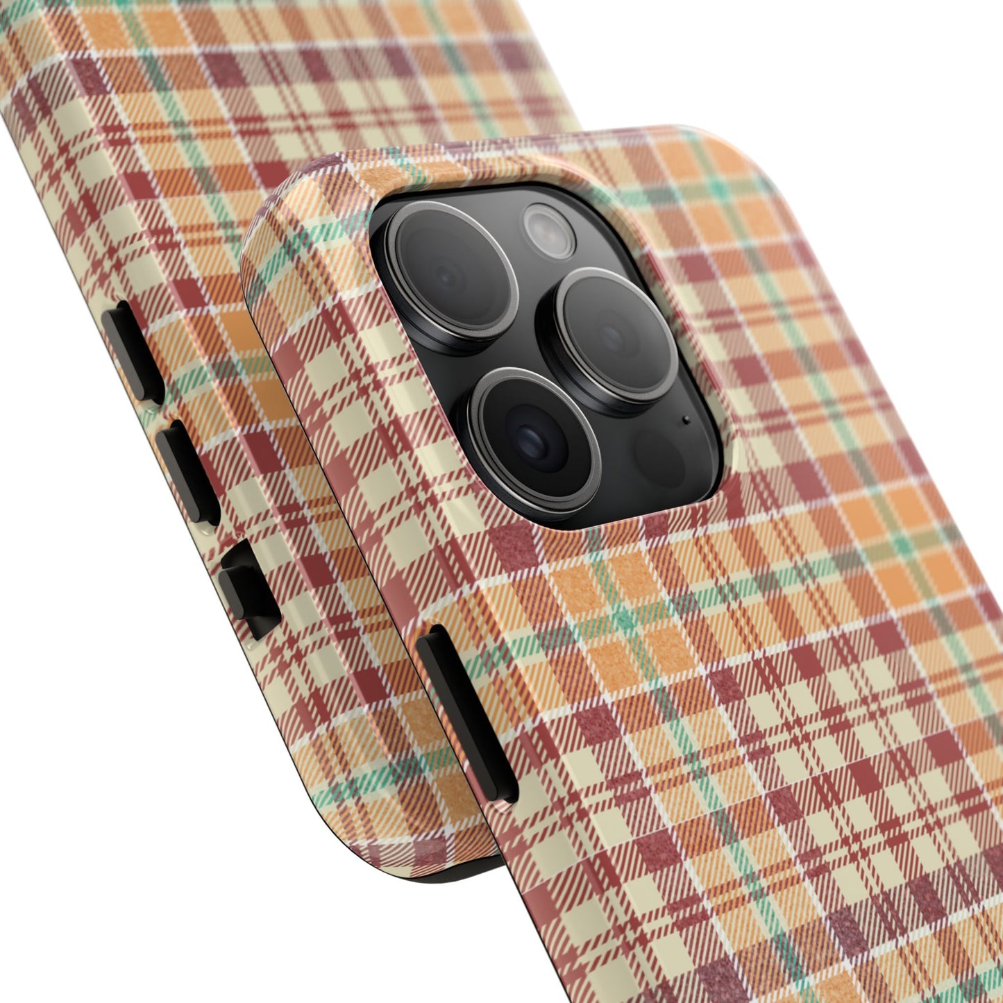 Retro Chic Plaid iPhone Case in Red, Orange, Green & Cream – Classic Vintage Style