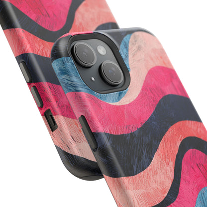 Abstract Wave Pattern MagSafe iPhone Case – Shockproof, Matte Finish, Dual-Layer Protection