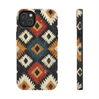 Rustic Tribal Sunburst Tough iPhone Case – Vibrant Geometric Design, Dual - Layer Protection - BOGO Cases