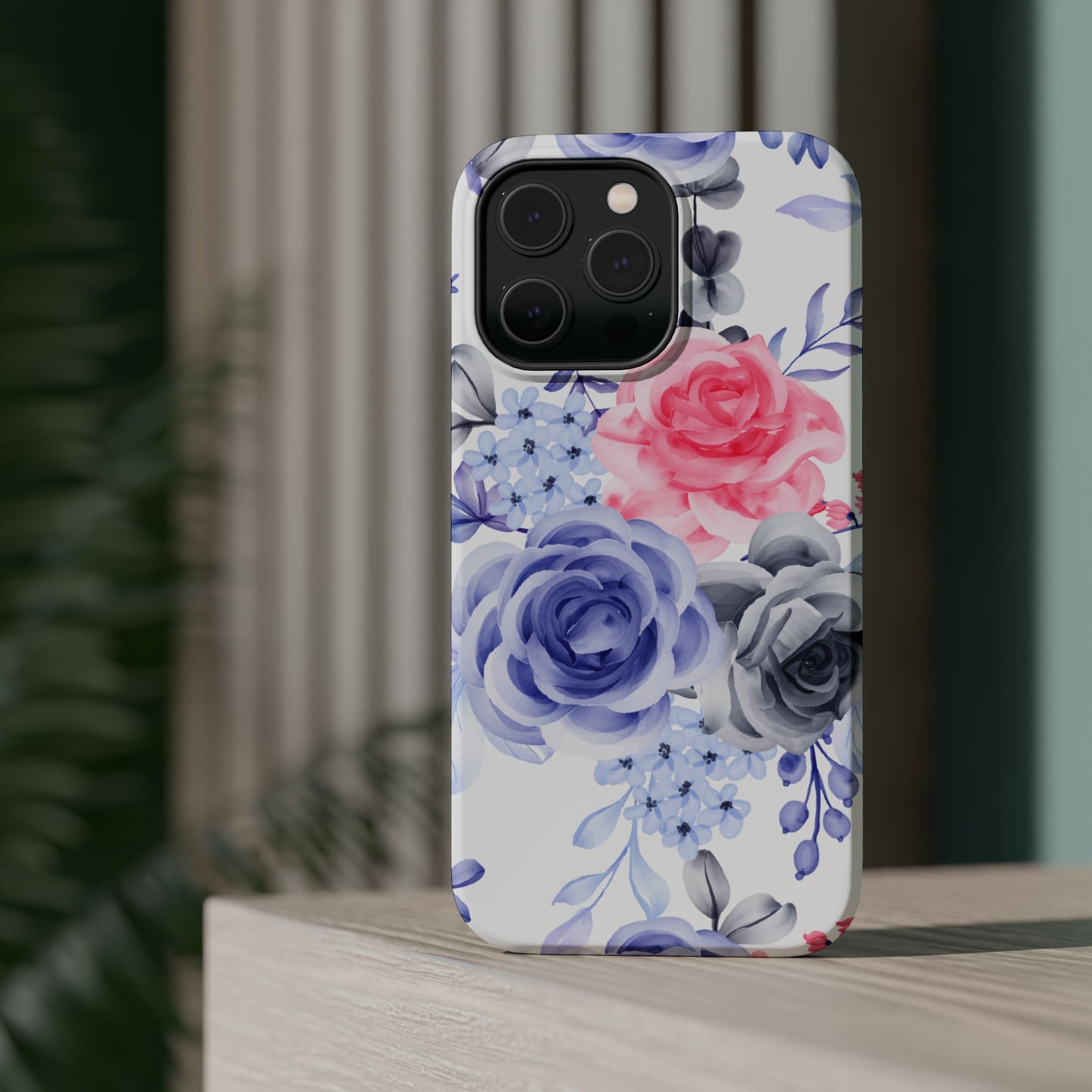 Elegant Blue Floral Watercolor Design – MagSafe iPhone Case