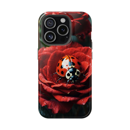 Elegant Rose & Ladybug Charm - MagSafe iPhone Case