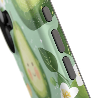 Smiling Avocados Tough MagSafe iPhone Case – Cute Avocado Design, Dual-Layer Protection