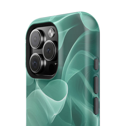 Emerald Flow MagSafe iPhone Case – Translucent Green Fabric-Inspired Design