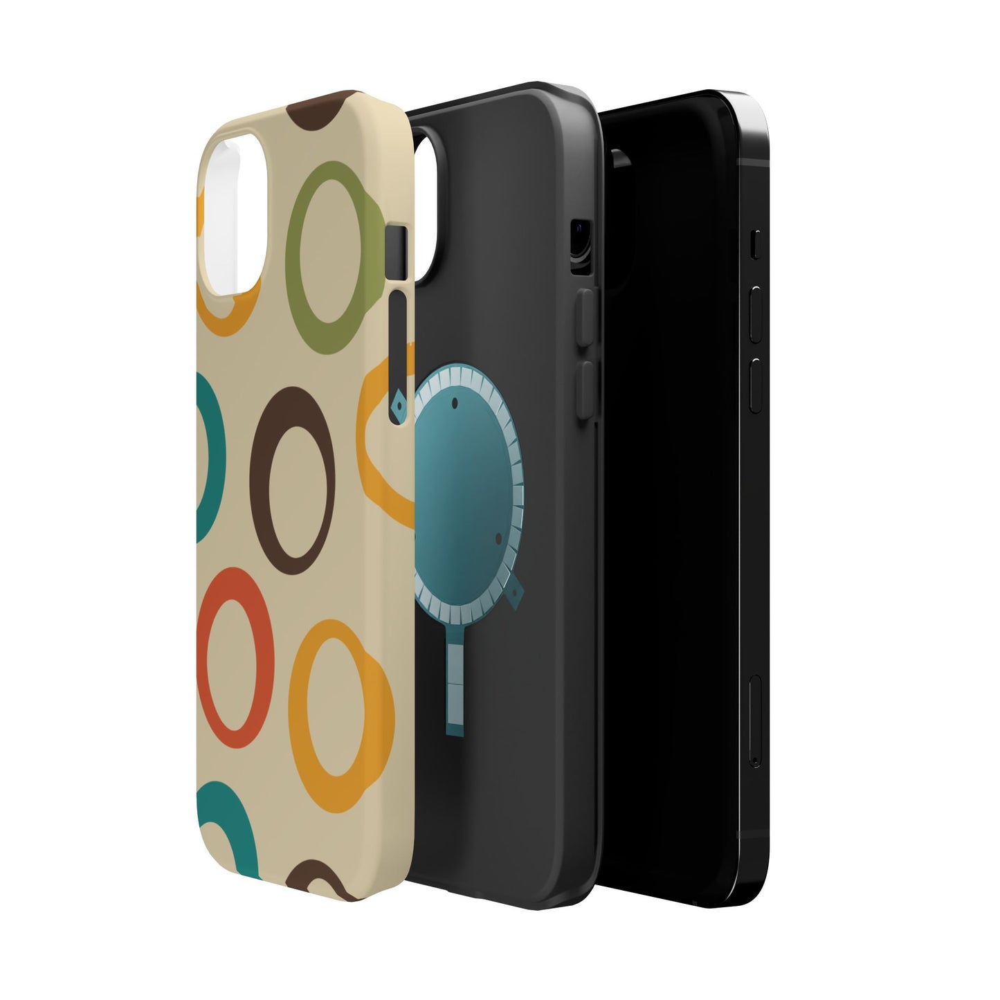 Retro Colorful Rings MagSafe iPhone Case – Shockproof, Matte Finish, Dual-Layer Protection