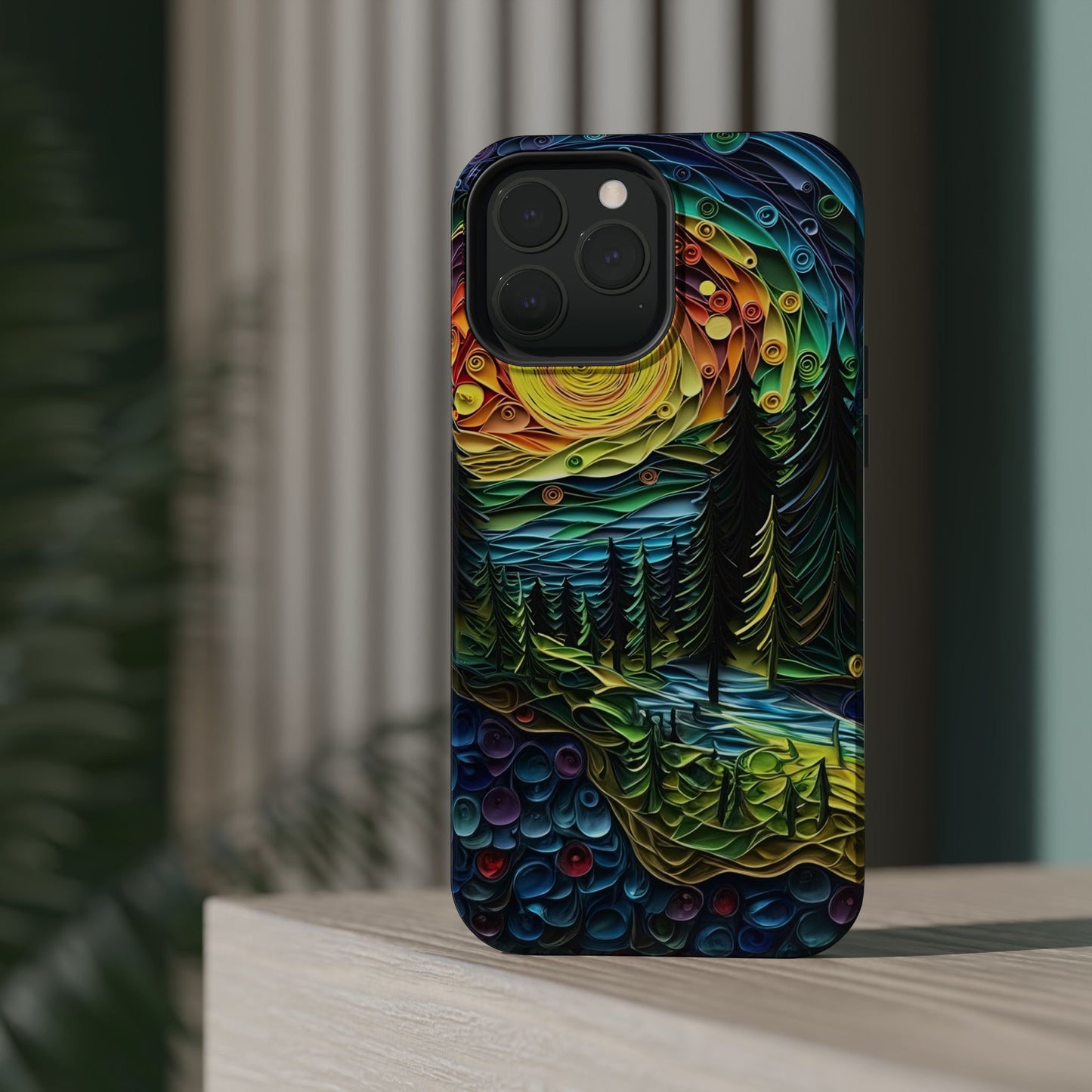 Radiant Forest Sunset MagSafe iPhone Case – Artistic Landscape Design