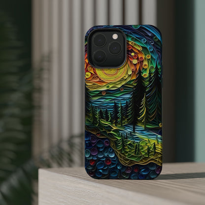 Radiant Forest Sunset MagSafe iPhone Case – Artistic Landscape Design