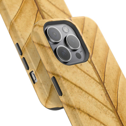 Golden Leaf Texture MagSafe Case – Minimal Nature Design