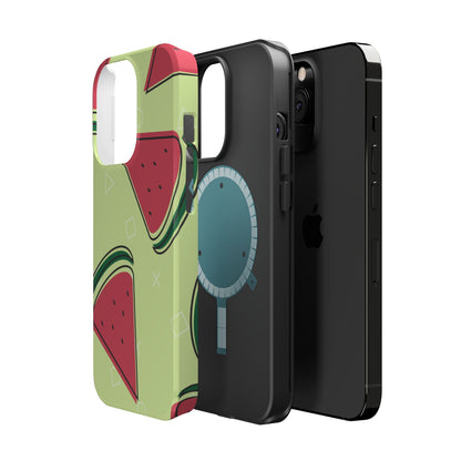 Watermelon Slice MagSafe iPhone Case – Fresh & Fun Design with Retro Geometric Pattern