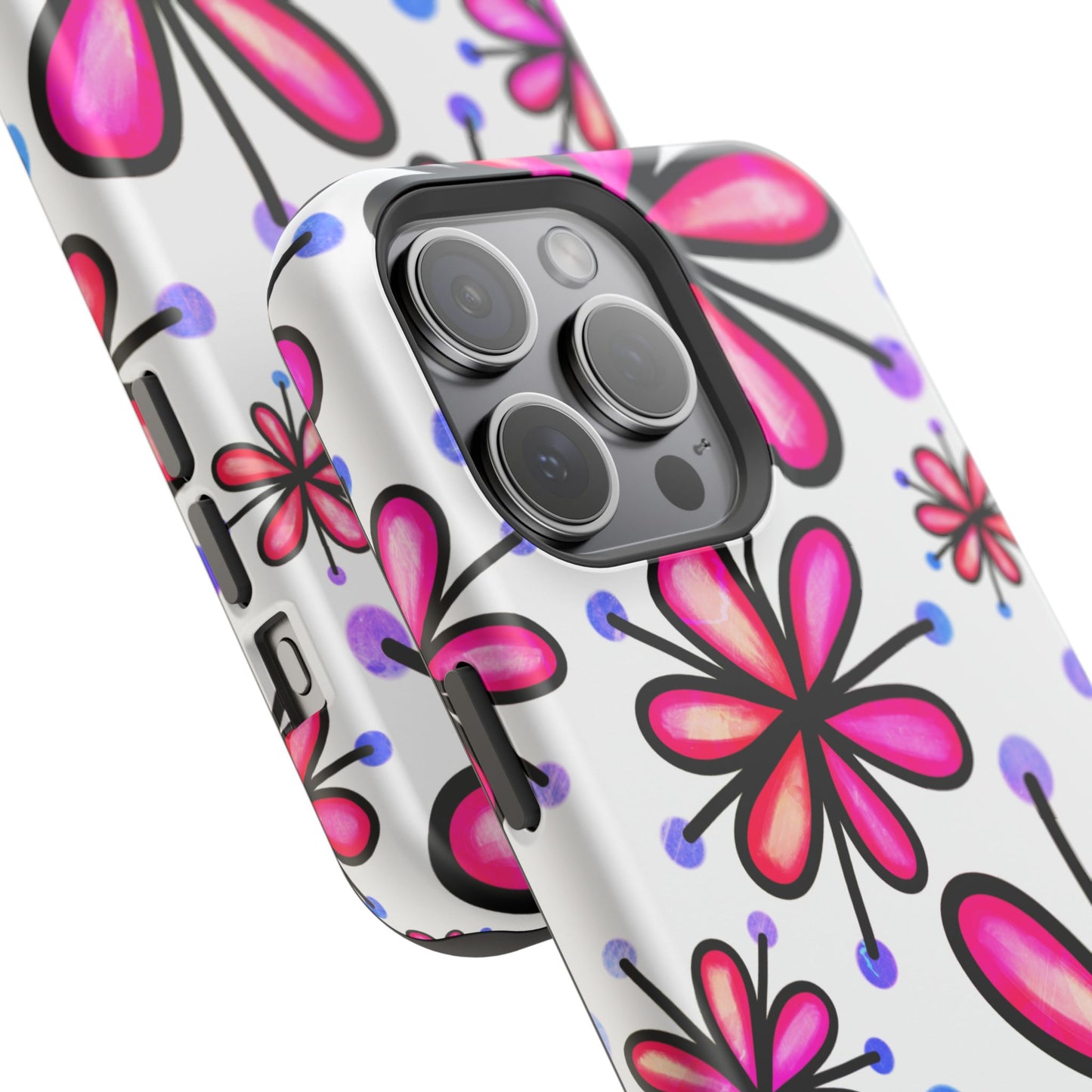 Pink Retro Bloom MagSafe iPhone Case – Ultra-Slim Design, Glossy Finish