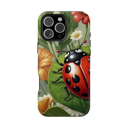 Ladybug Garden MagSafe iPhone Case – Whimsical Floral Design