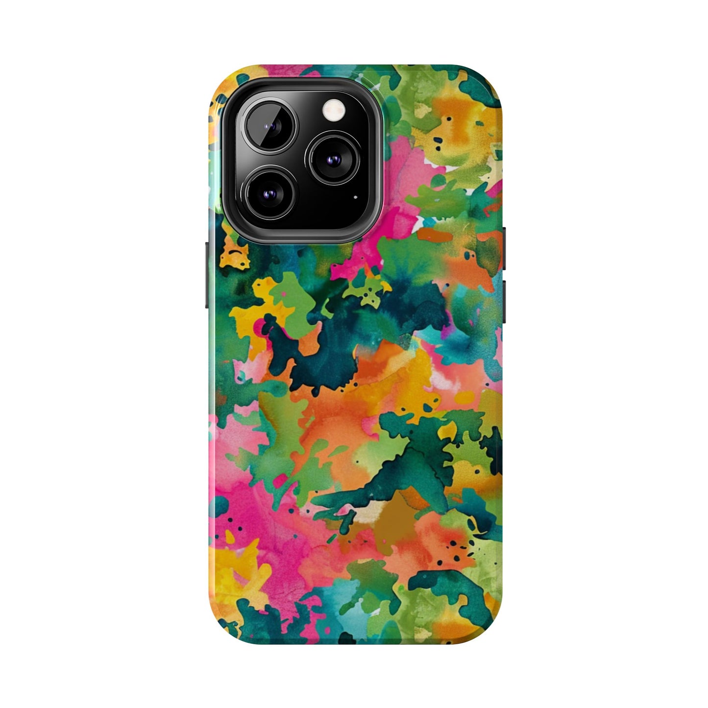 Vibrant Watercolor Splash iPhone Case – Bold Multicolor Artistic Design