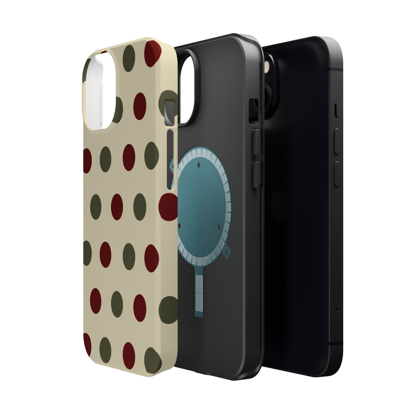 Red & Green Polka Dots on Cream – MagSafe iPhone Case