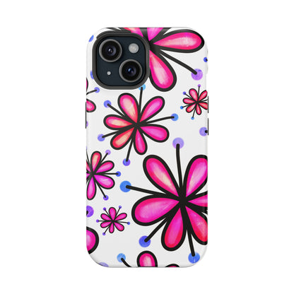 Pink Retro Bloom MagSafe iPhone Case – Ultra-Slim Design, Glossy Finish