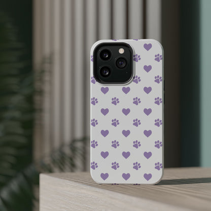 Paw Prints & Hearts – MagSafe iPhone Case with Adorable Pet-Lover Design