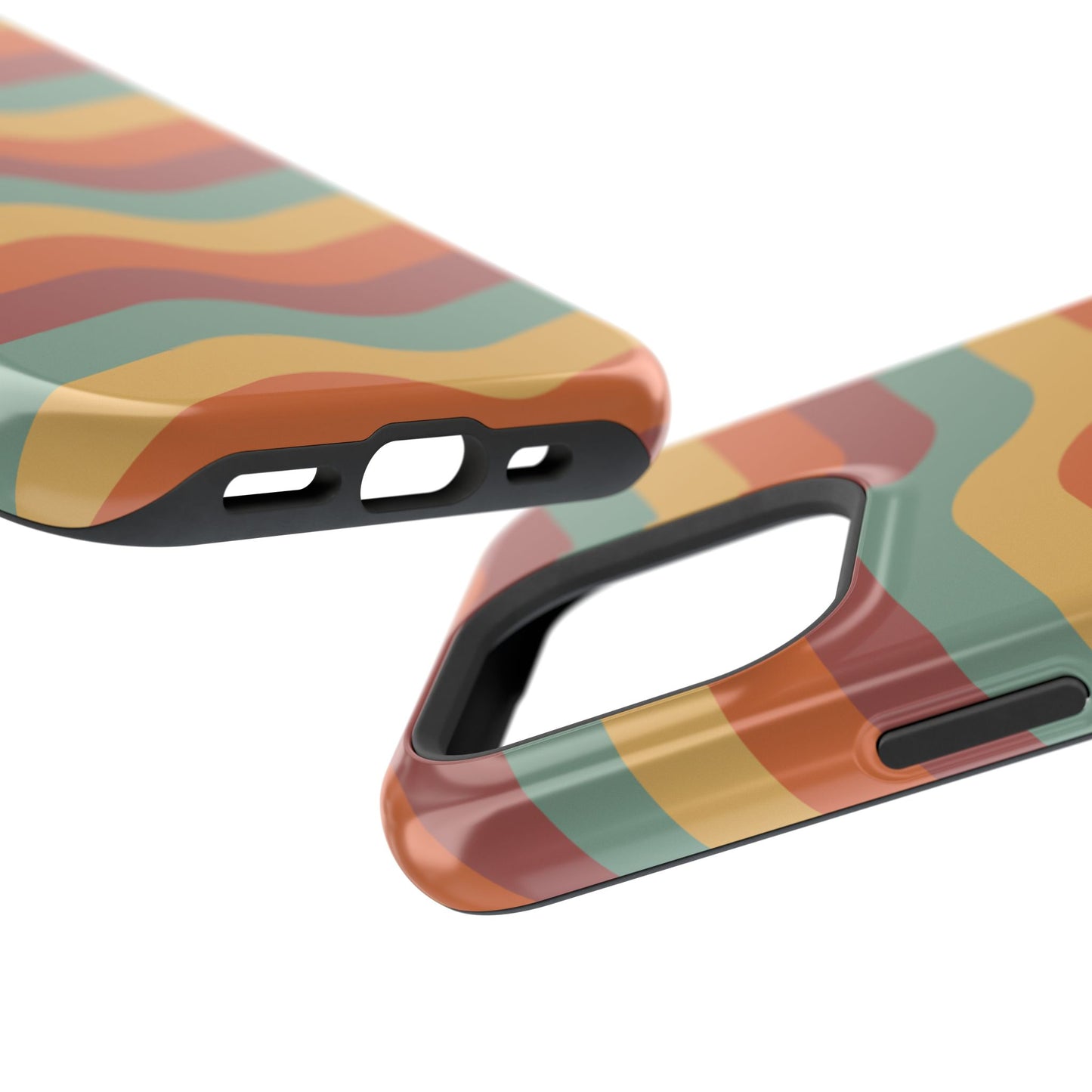 Retro Vibe Wavy Stripes MagSafe iPhone Case – 70s-Inspired in Teal, Orange, and Rust