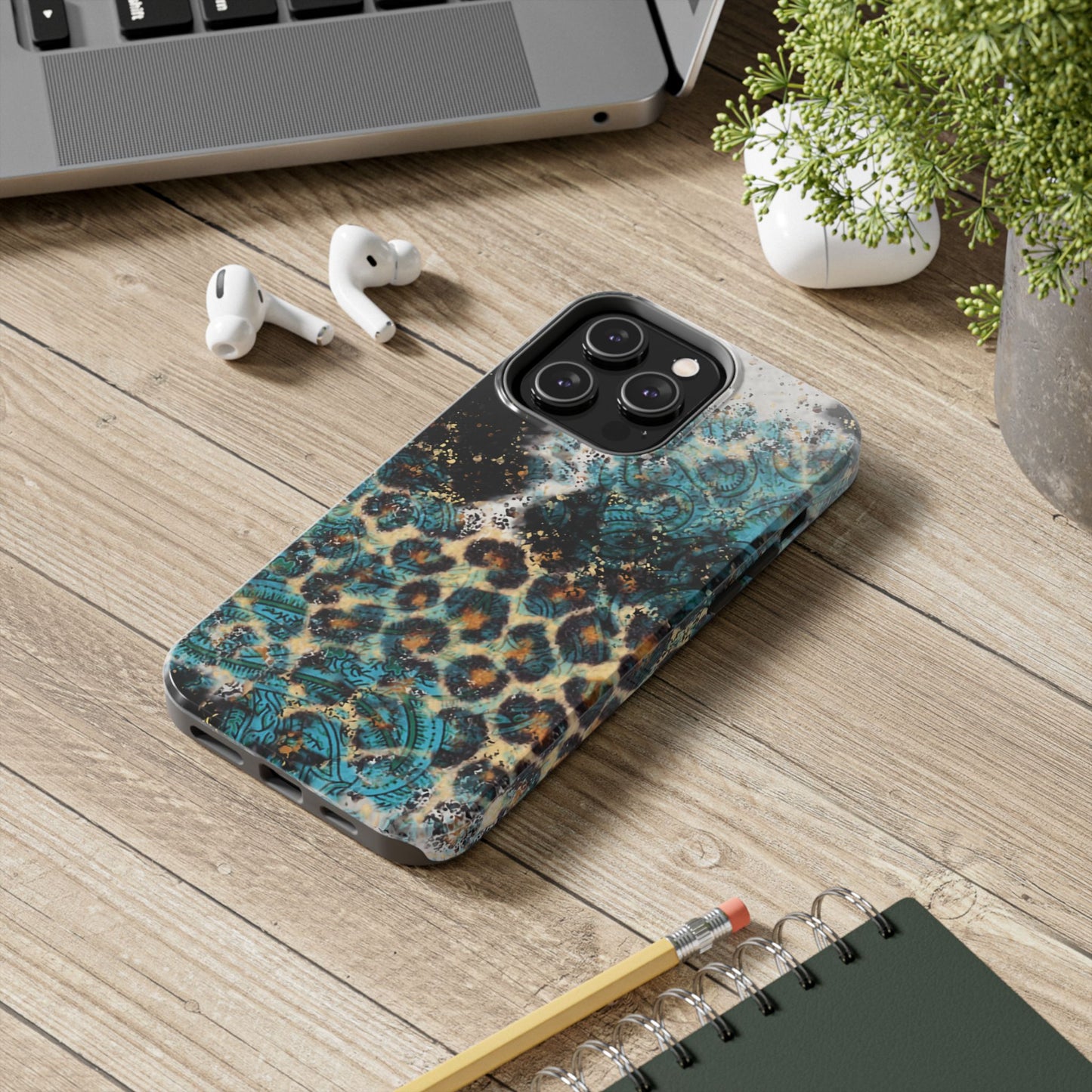 Turquoise Paisley Cowhide Leopard - iPhone Series Case