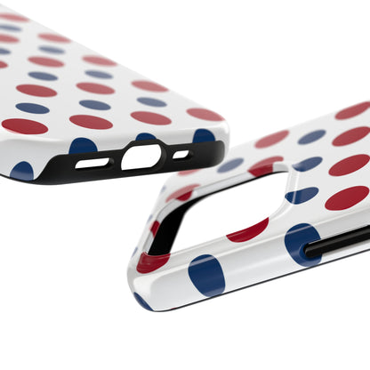 Patriotic Navy, White, and Red Polka Dot iPhone Case