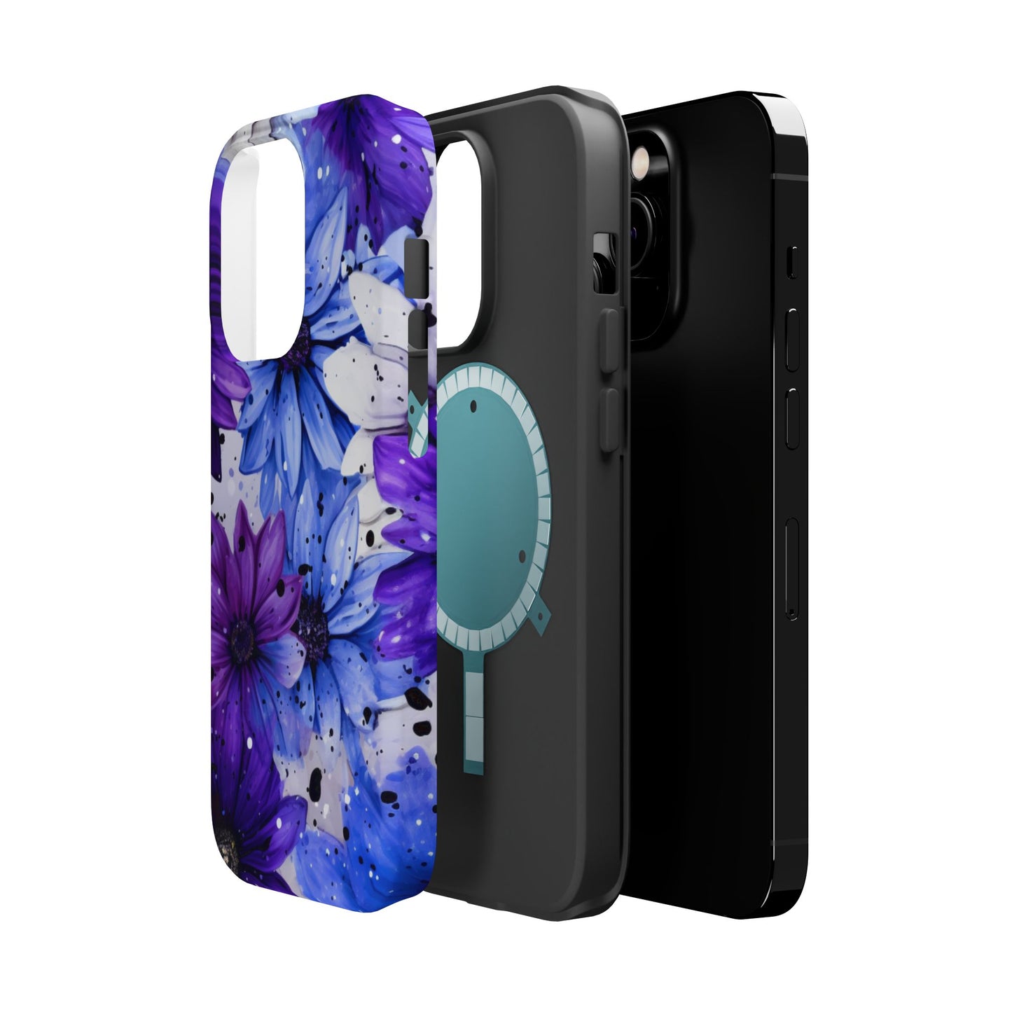 Vibrant Purple & Blue Floral Splash - MagSafe iPhone Series Case