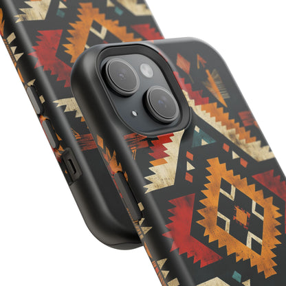 Southwestern Tribal Diamond Tough MagSafe iPhone Case – Bold Geometric Pattern, Dual-Layer Protection