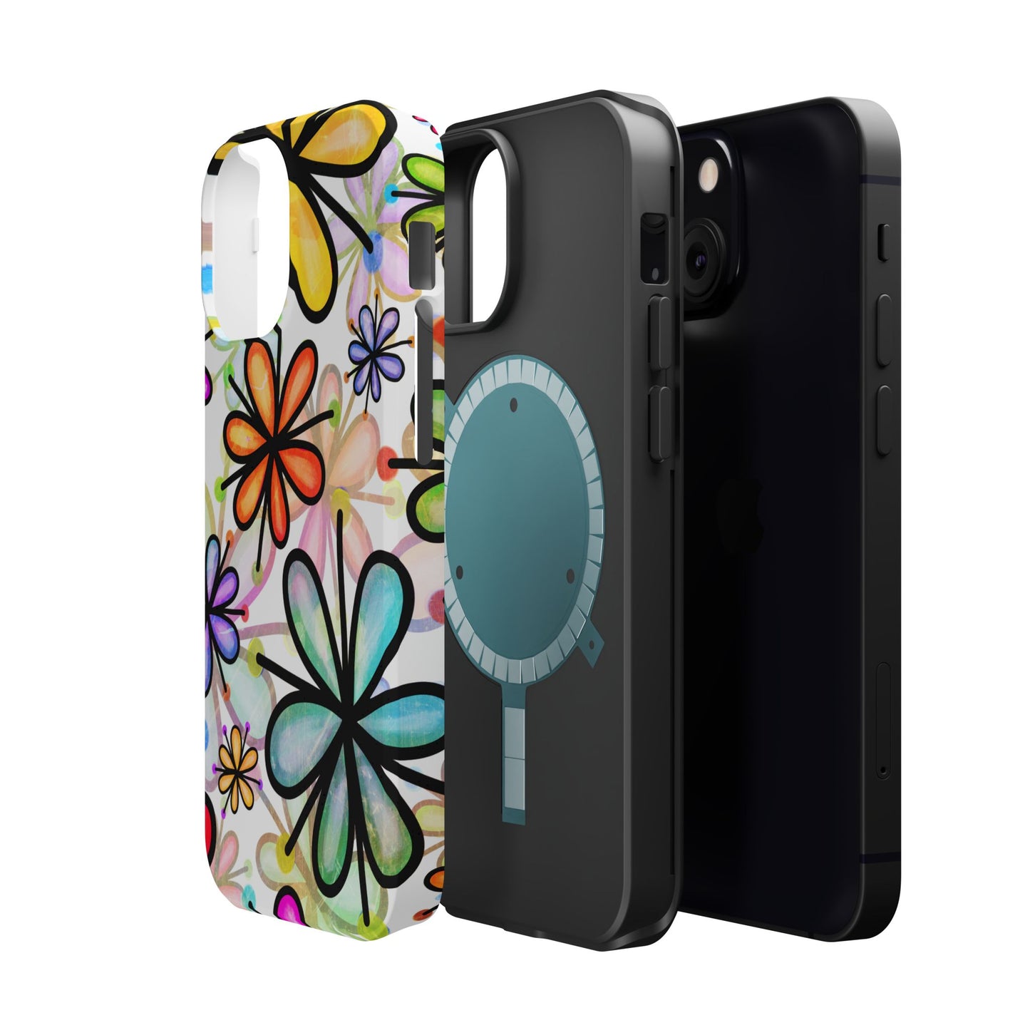 Retro Floral Pop MagSafe iPhone Case – Ultra-Slim Design, High-Gloss Finish