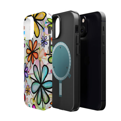 Retro Floral Pop MagSafe iPhone Case – Ultra-Slim Design, High-Gloss Finish